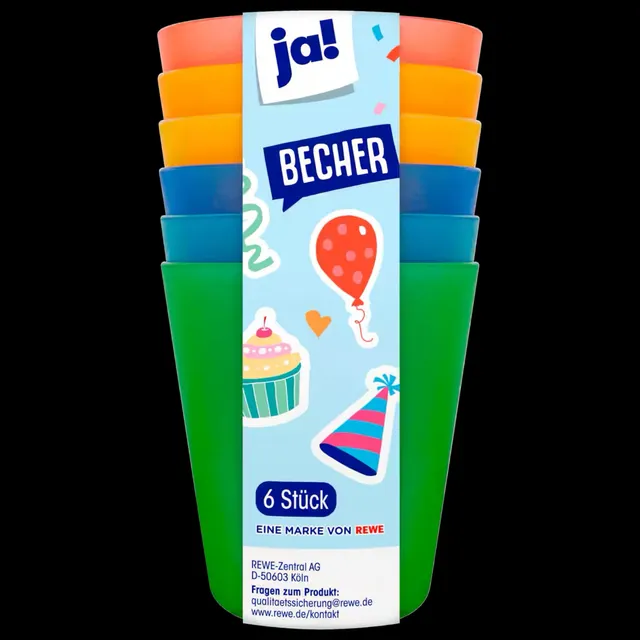 Plastikiniai puodeliai JA!, 6 vnt