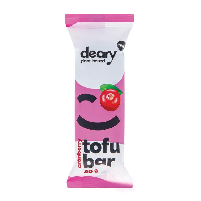 Tofu bar with cranberry filling DEARY, chocolate coated, 40 g