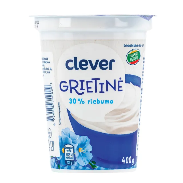 Grietinė 30% rieb. CLEVER, 400 g