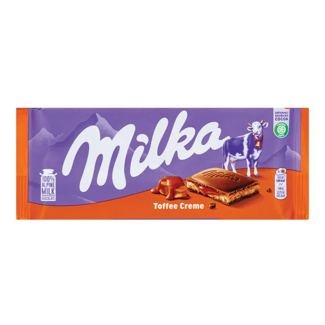Šokoladas su karamelės įdaru MILKA TOFFEE CREME, 100 g