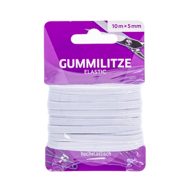 Elastinė guma 10mx5mm, balta