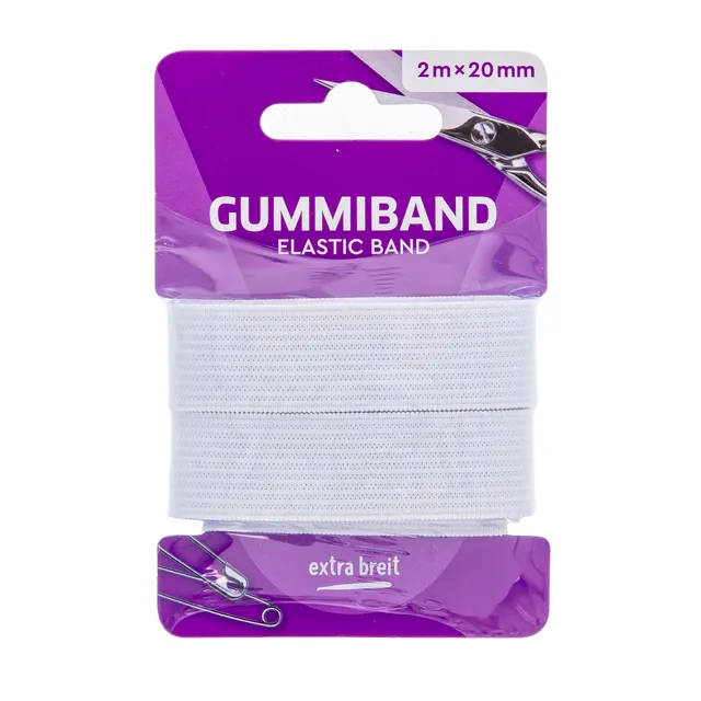 Elastinė guma 2mx20mm, balta