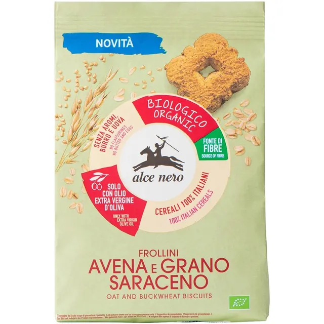 Органическое печенье с овсом и гречкой ALCE NERO, 250 г