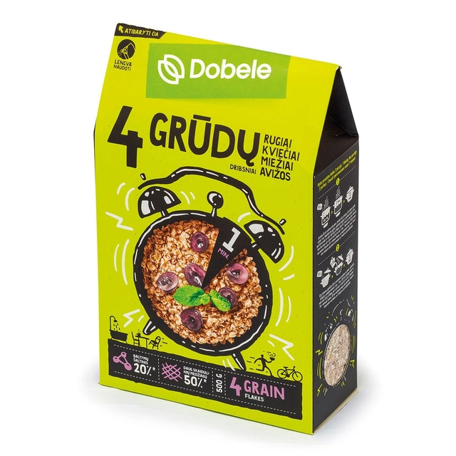 4 grūdų dribsniai DOBELE, 500 g