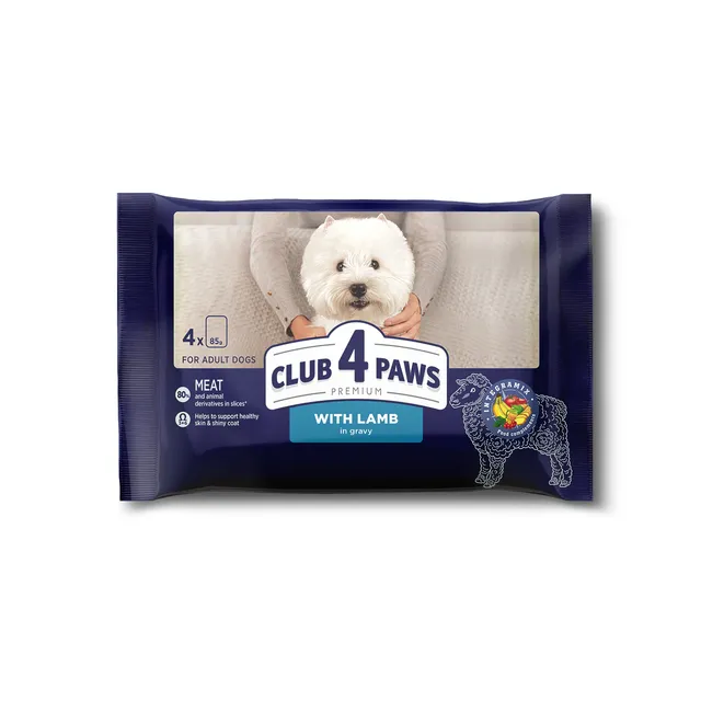 Visaverčio, konservuoto pašaro rinkinys šunims su ėriena CLUB 4 PAWS PREMIUM, 340 g