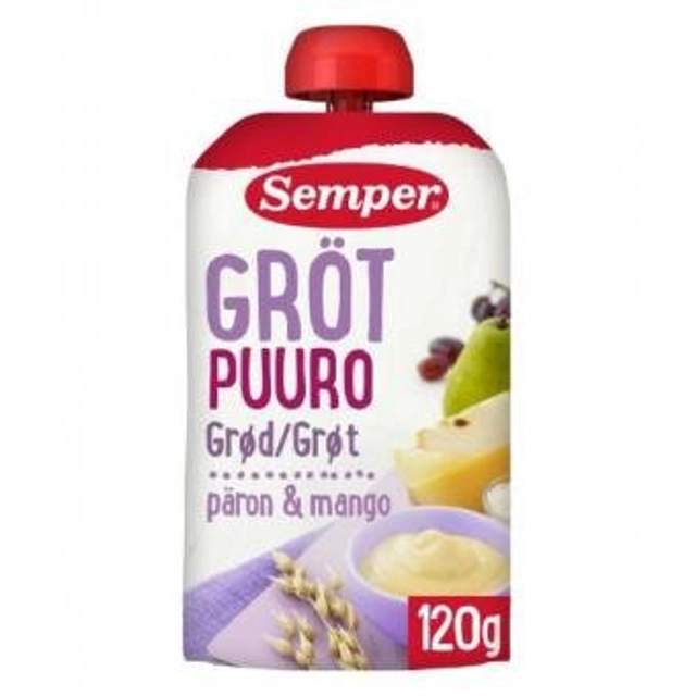Ready-to-eat rice and oat porridge with pears, mango, grape and apple juice, (from 6 months) SEMPER, 120 g