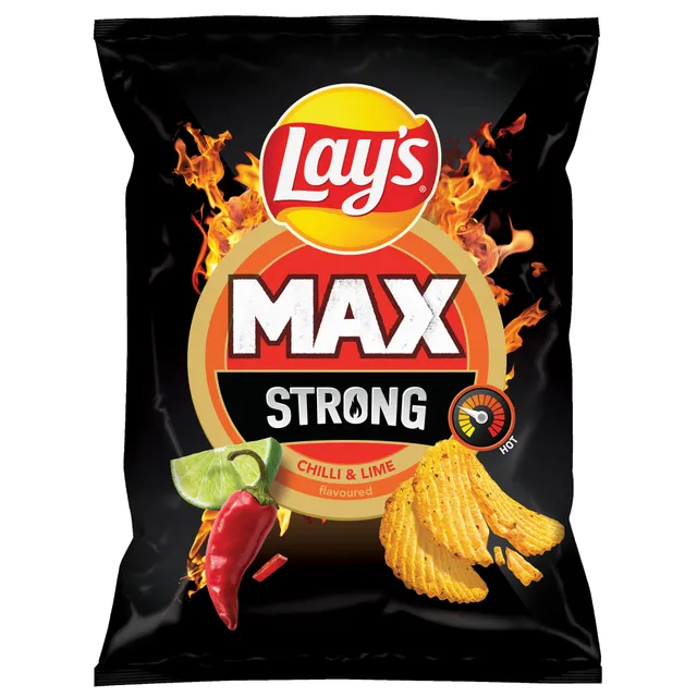 Čili pipirų ir žaliųjų citrinų skonio bulvių traškučiai LAY'S MAX STRONG, 250 g