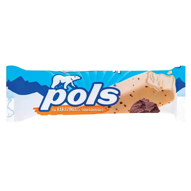 Ledai su vaniliniu glaistu ir kakaviniais sausainiais POLS, 120 ml