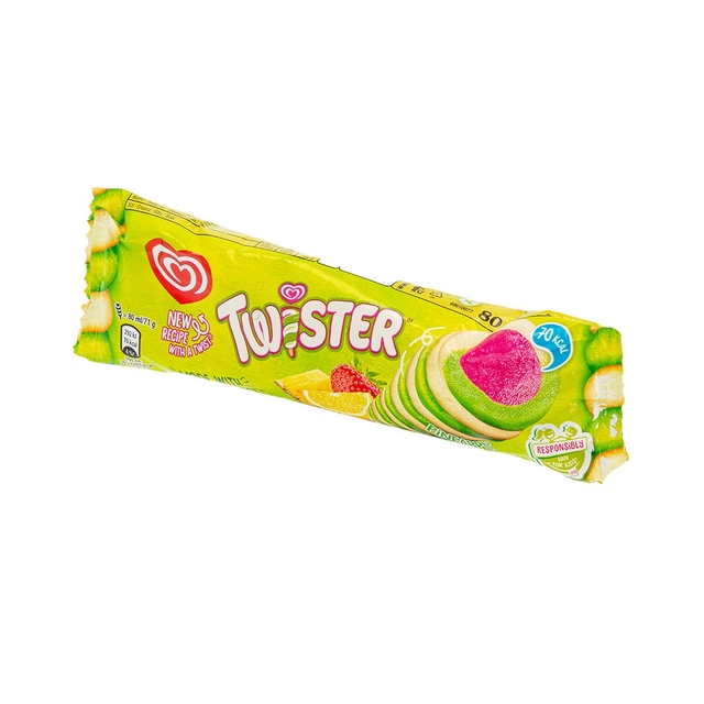 Lemon, Strawberry, Pineapple Flavor Fruit Edible Ice Cream TWISTER GREEN, 70 ml