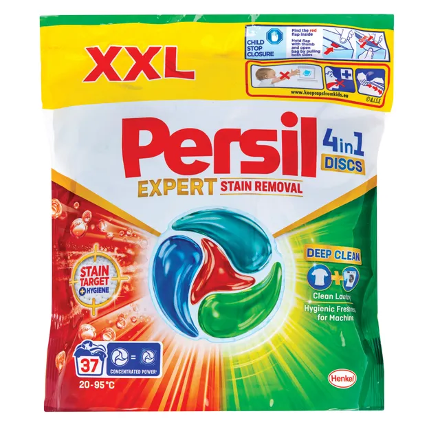 Skalbimo kapsulės PERSIL DISCS STAIN REMOVAL, 37 skalbimų