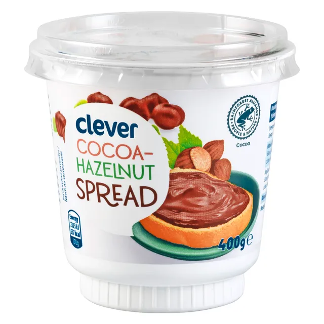 Lazdynų riešutų ir kakavos kremas CLEVER, 400 g