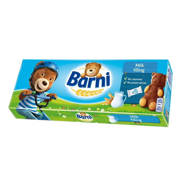Biskvitiniai pyragaičiai BARNI su pieniniu įdaru, 5 x 30 g