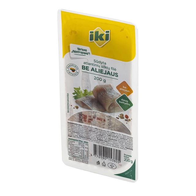 Atlantinių silkių filė be aliejaus IKI, 200 g
