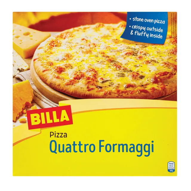 Замороженная пицца Quattro Formaggi, запеченная в печи BILLA, 340 г