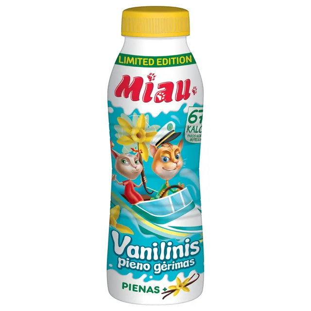 Vanilinis pieno gėrimas MIAU, 2,3% rieb., sterilizuotas, 450 ml