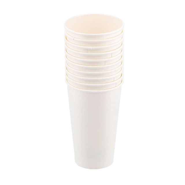Balti popieriniai puodeliai 480 ml., 10 vnt.