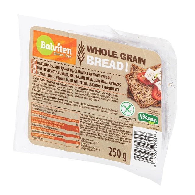 Цельнозерновой хлеб BALVITEN GLUTEN FREE, 250 г