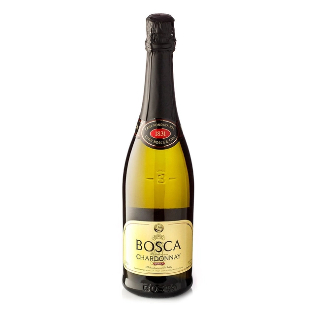 Baltas, pusiau saldus, gazuotas putojantis fermentuotas gėrimas BOSCA CHARDONNAY (7,5%), 750 ml