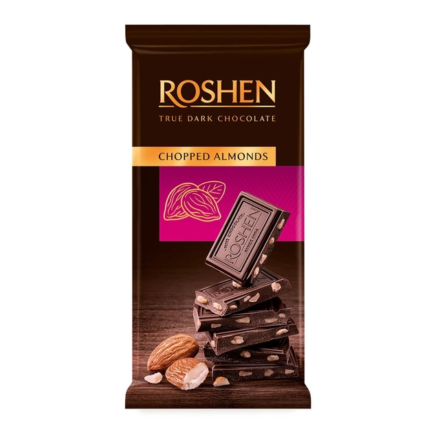 Темный шоколад с солеными миндалями ROSHEN, 85 г