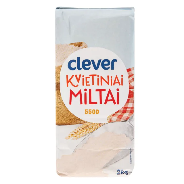 Kvietiniai miltai CLEVER 550 D, 2 kg