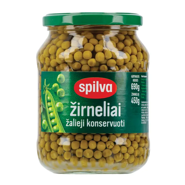 Консервированные зеленые горошки SPILVA, 690 г