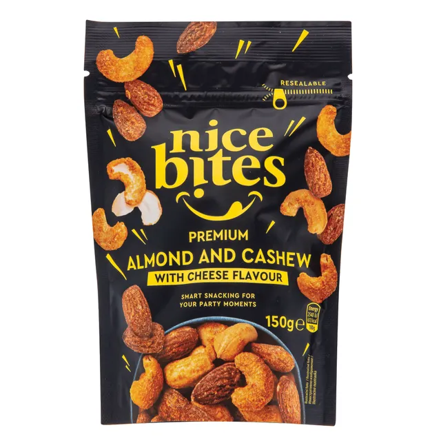 Sūrio skonio migdolai ir anakardžiai NICE BITES, 150 g