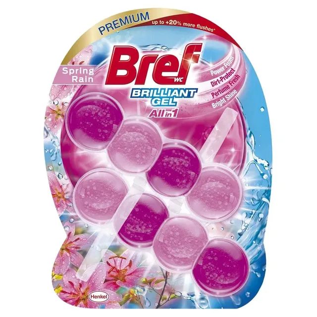 Valiklis-gaiviklis BREF BRILLIANT GEL SPRING RAIN, 2 x 42 g