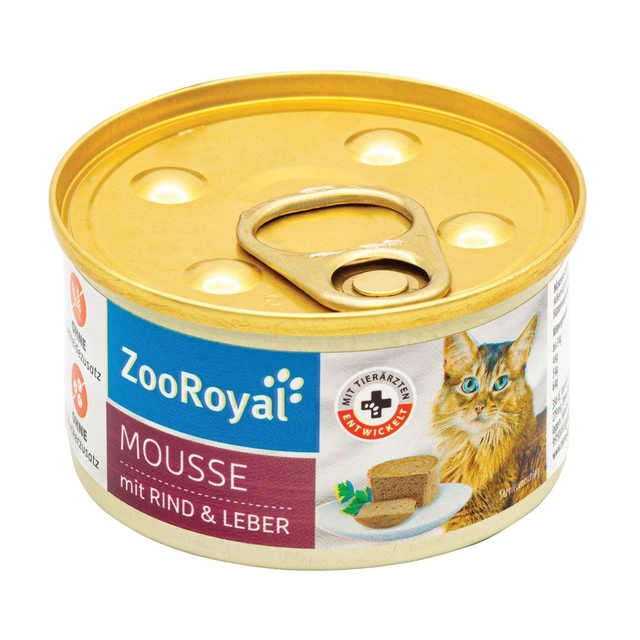 Консервированный полноценный корм для кошек ZOOROYAL MOUSSE с говядиной, 85 г