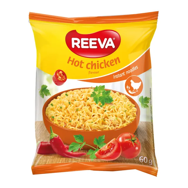 Greitai paruošiami makaronai aštrios vištienos skonio REEVA, 60 g