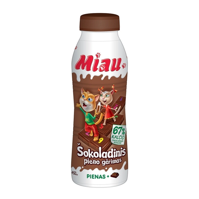 Chocolate Milk Drink with Less Sugar MIAU, 2.6% fat, 450 ml