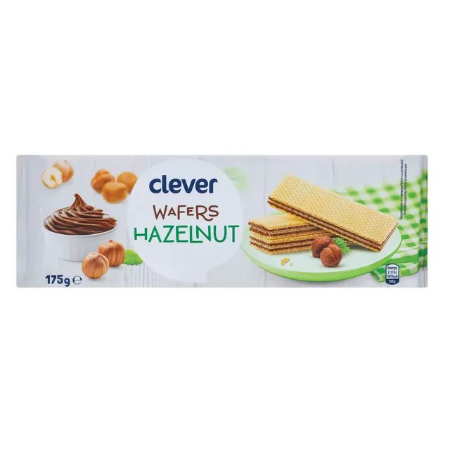 Vafliai su riešutų kremo įdaru CLEVER, 175 g