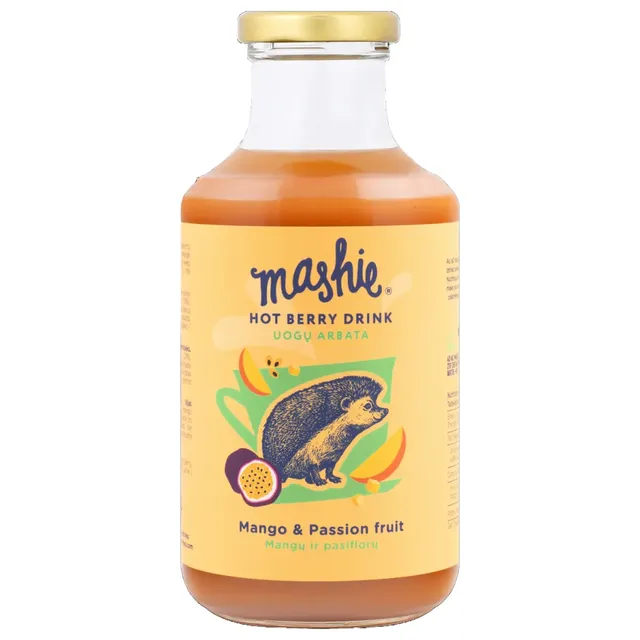 Uogų tyrė mangų ir pasiflorų skonio MASHIE ORIGINAL, 500 ml