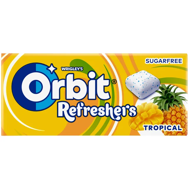 Vaisių skonio kramtomoji guma ORBIT TROPICAL, 15,6  g