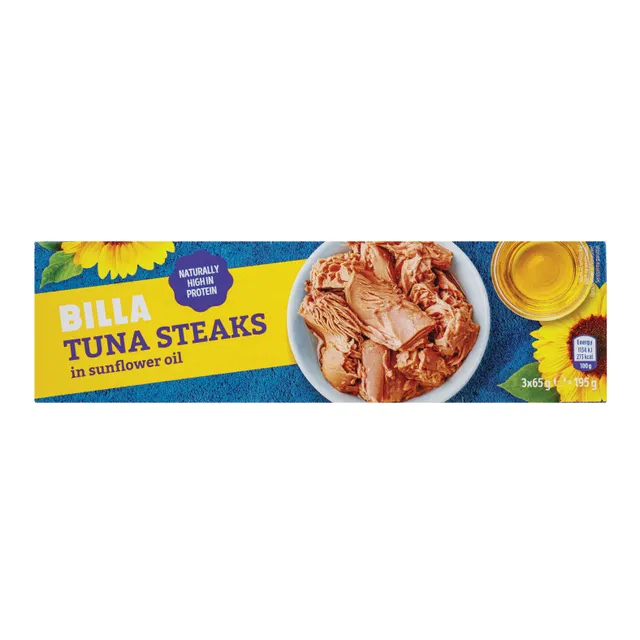 Tunas saulėgrąžų aliejuje BILLA, 3x65 g