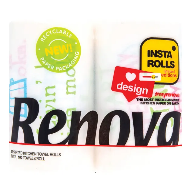 Popieriniai rankšluosčiai RENOVA DESIGN CRYSTAL PAPER PACK (2 sluoksniai), 2 vnt.