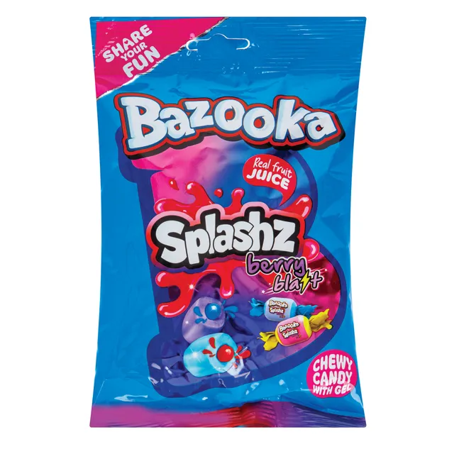 Жевательные конфеты BAZOOKA SPLASHZ BERRY BLAST, 120 г