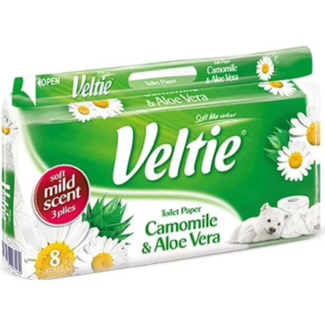 Tualetinis popierius VELTIE CAMOMILE ALOE, 8VNT., 3SL., 150 LAP.