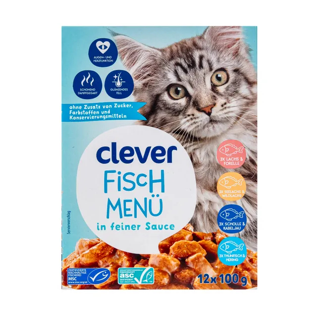 Wet cat food with fish CLEVER, 12x100 g