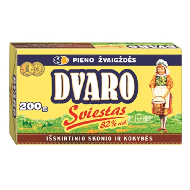 Saldžios grietinėlės DVARO sviestas, 82% rieb., 200 g