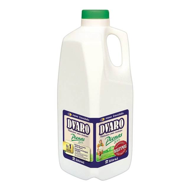 Молоко DVARO, 2,5% жира, 2 л