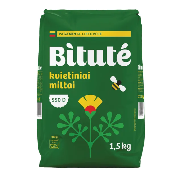 Kvietiniai miltai 550D BITUTĖ 1,5kg