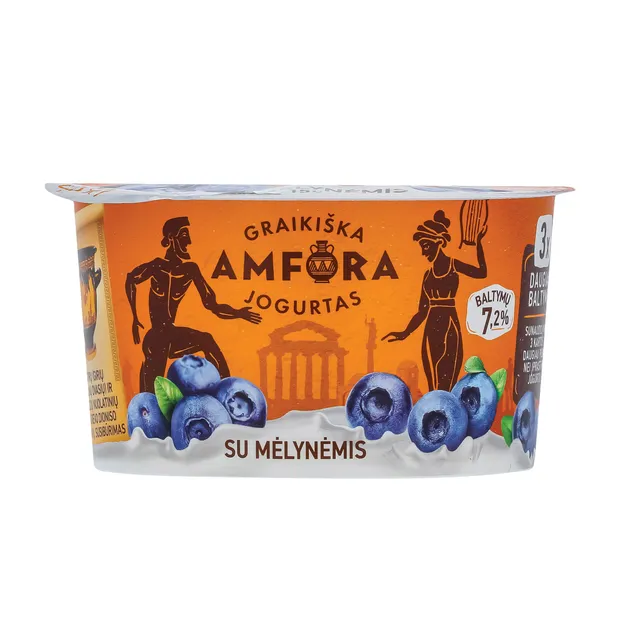 Jogurtas su mėlynėmis, GRAIKIŠKA AMFORA, 3,1% rieb., 150 g
