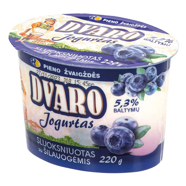 Sluoksniuotas jogurtas su šilauogėmis DVARO, 2,8% rieb., 220 g