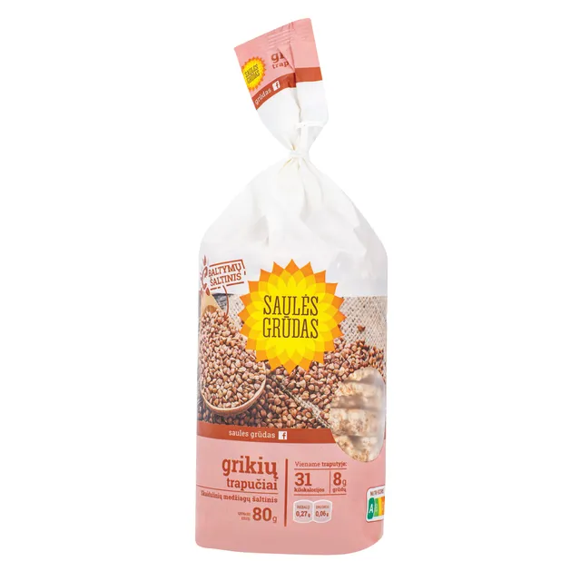 Buckwheat crackers SAULĖS GRŪDAS, 80 g