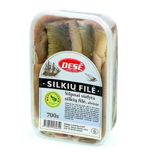 Silpnai sūdyta silkių filė aliejuje DESĖ, 700 g