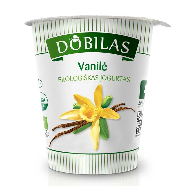 Ekologiškas jogurtas su vanile DOBILAS, 3,2% rieb., 300 g