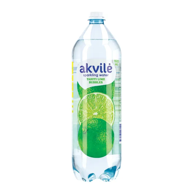 Слабо газированная вода AKVILĖ с ароматом зеленого лимона, 1,5 л