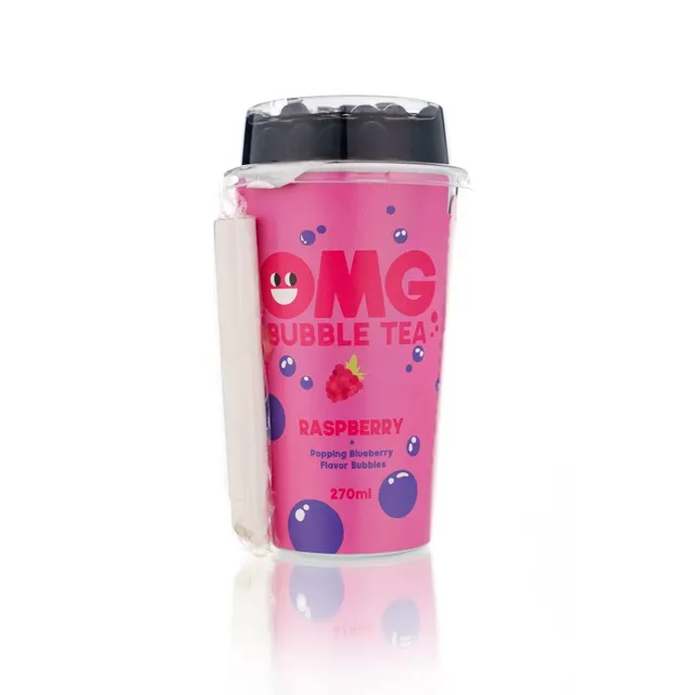 Arbatos gėrimas aviečių skonio su mėlynių burbuliukais OMG, 270 ml