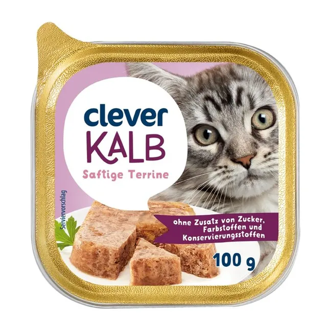 Visavertis sausas suaugusių kačių ėdalas su veršiena CLEVER, 100 g Kalb