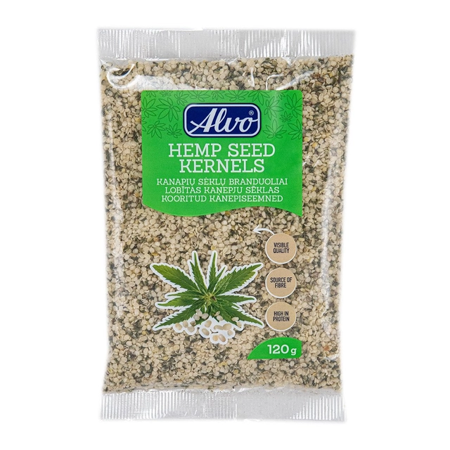 Kanapių sėklų branduoliai ALVO, 120 g